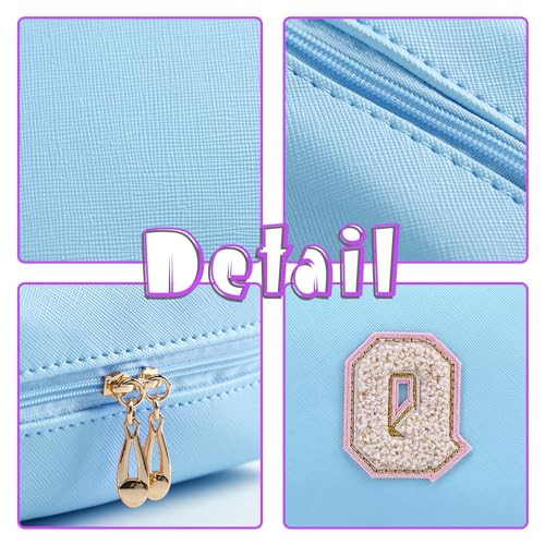 Personalized Initialetter Makeup Bag Organizer,Waterproof L blue-white letter
