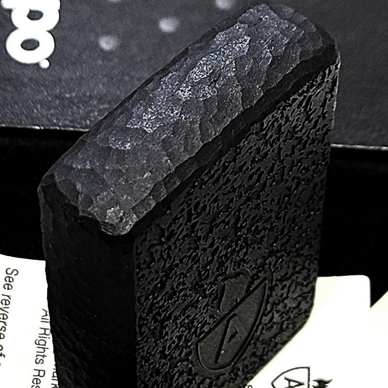 Zippo Armor Deep Black 3 Sided Router Processing Silver Metal Lighter Regular