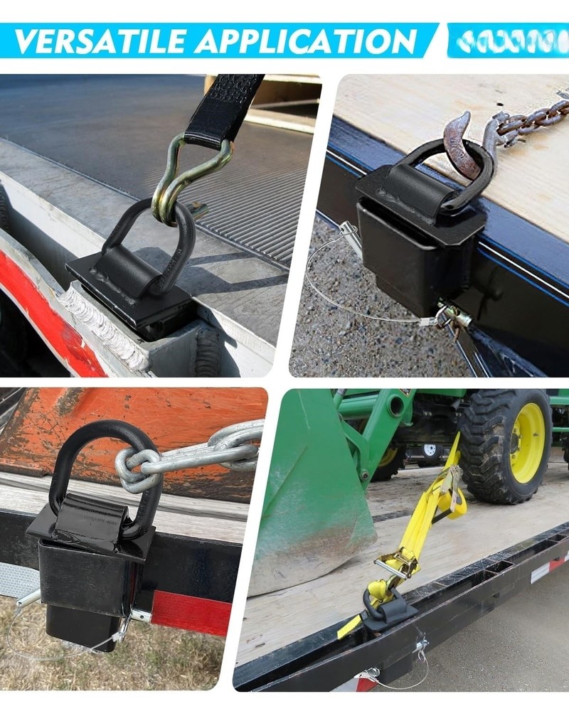 Trailer Stake Pocket D Rings 2x4 Tie Down Anchors Heavy Duty 18000lbs (6 pack)