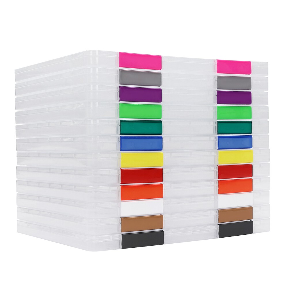 12Pcs Clear File Boxes Magazines Photos Holders Plastic Document Storage Cases