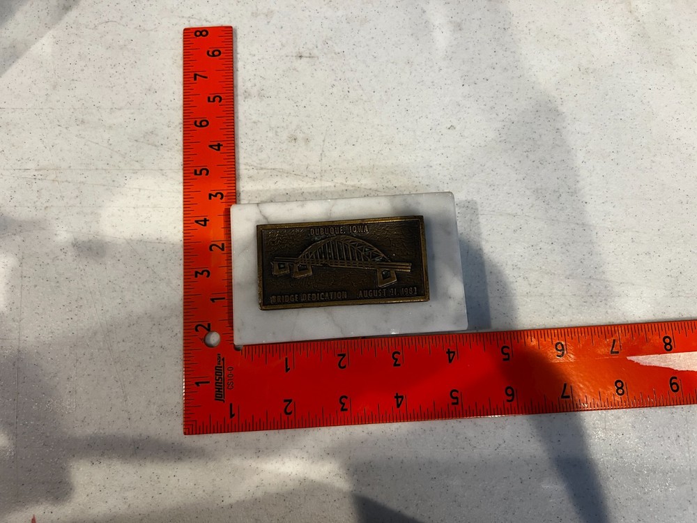 1982 Dubuque-Wisconsin Bridge Dedication Commemorative Paperweight!