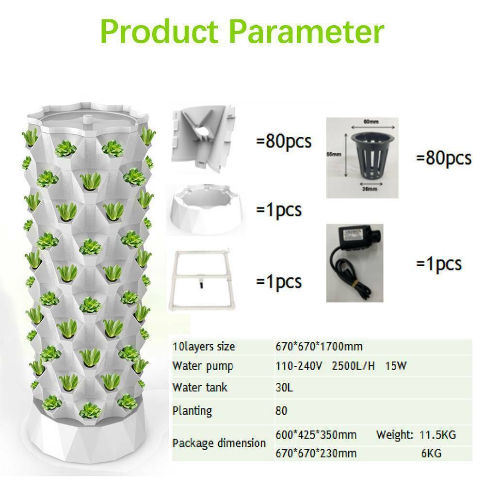 80 Plants Hydroponics Tower Set Hydroponic Growing System Kit For Indoor Outdoor