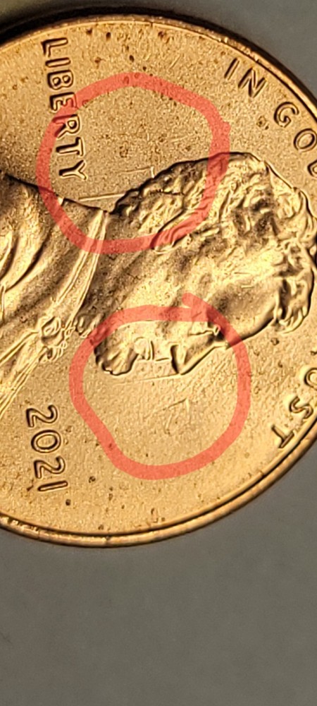2021 LINCOLN PENNY ERROR (die clash obv)9A