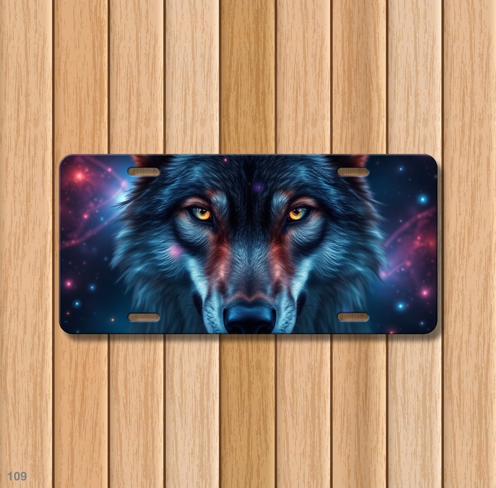 Hyperrealistic Wolf License Plate Optional Text Vanity Plate Special Gift