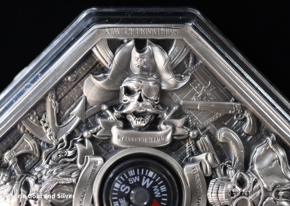 South Korea Pirate Kings 2 oz Silver Stackable w/ Compass Insert