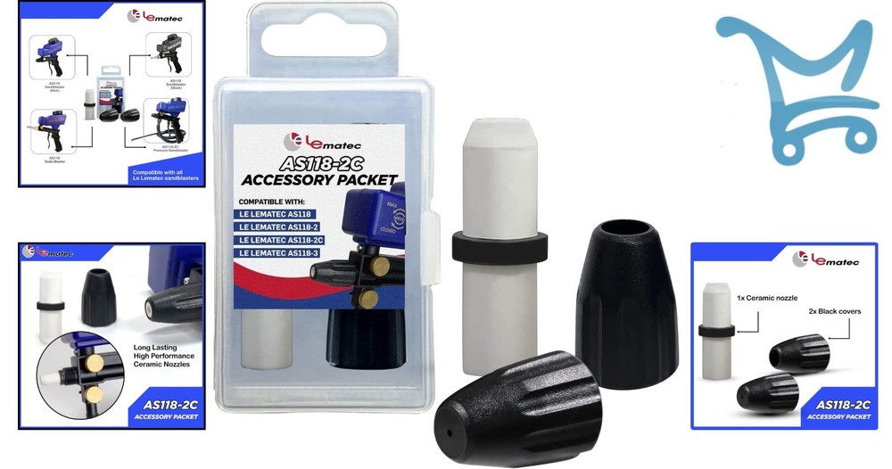 Sandblaster Accessory Kit Ceramic Nozzle Tips Dust Covers for AS118-2C
