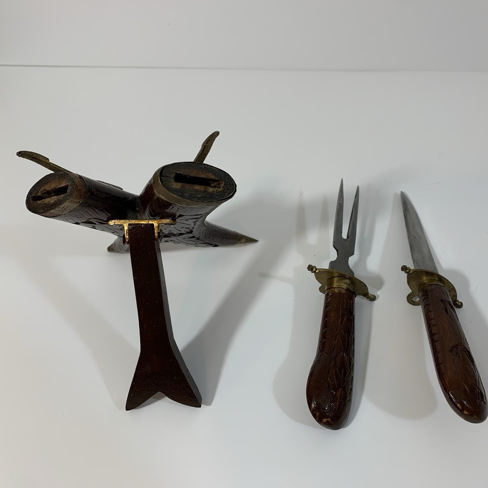 Vintage Dagger And Carving Fork with Stand