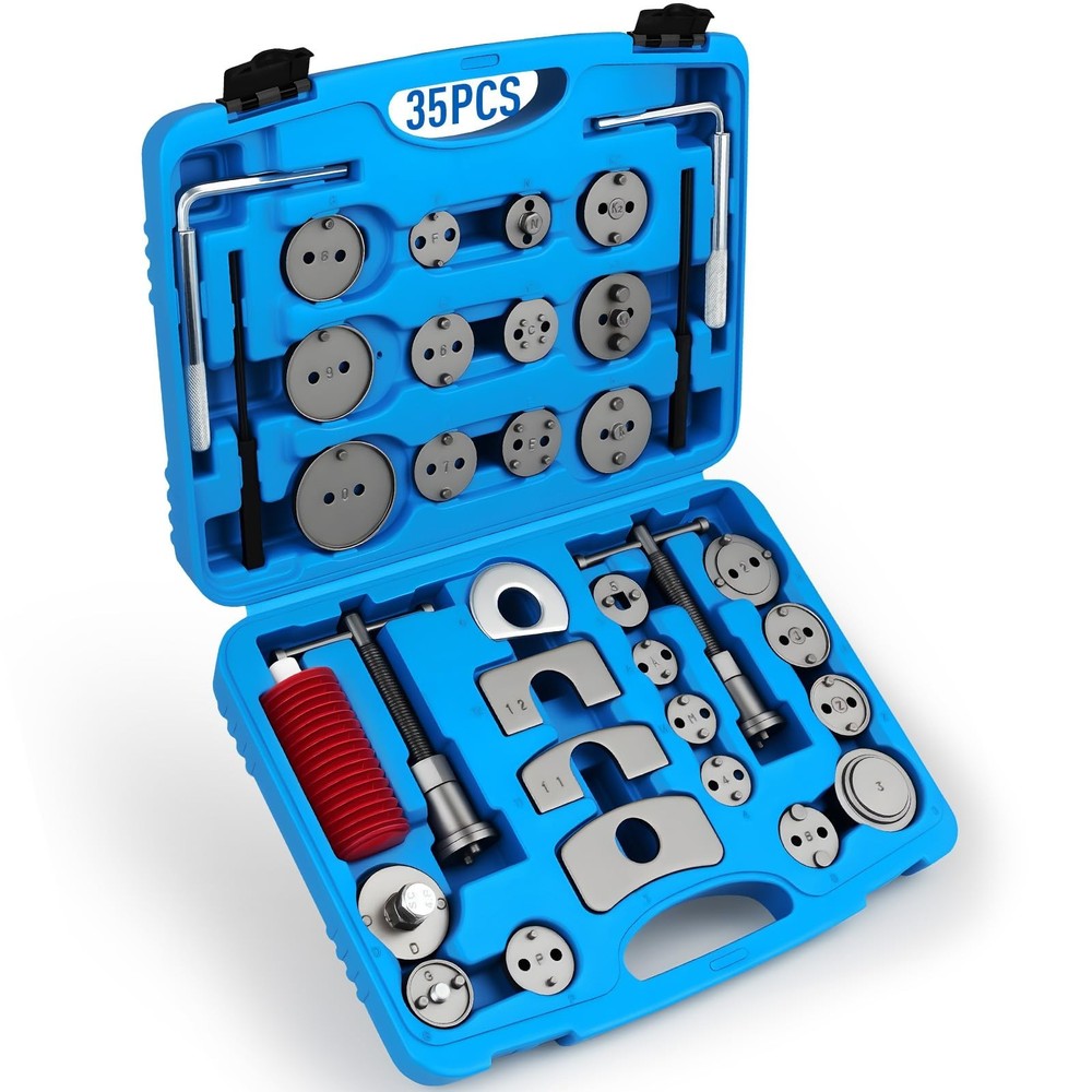35PCS Brake Caliper Tool Kit - Piston Compressor & Wind Back Set for Brake Pads