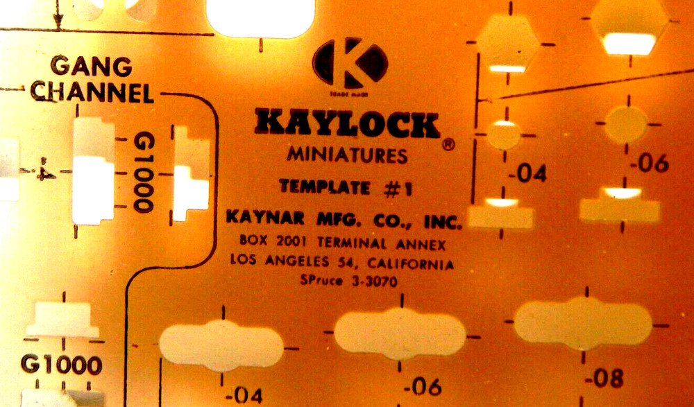 Vintage Kaylock Miniatures Drafting Template No 1