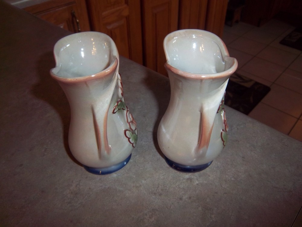 2 - Double Loop Decorative Vases Floral Ceramic - Lusterware