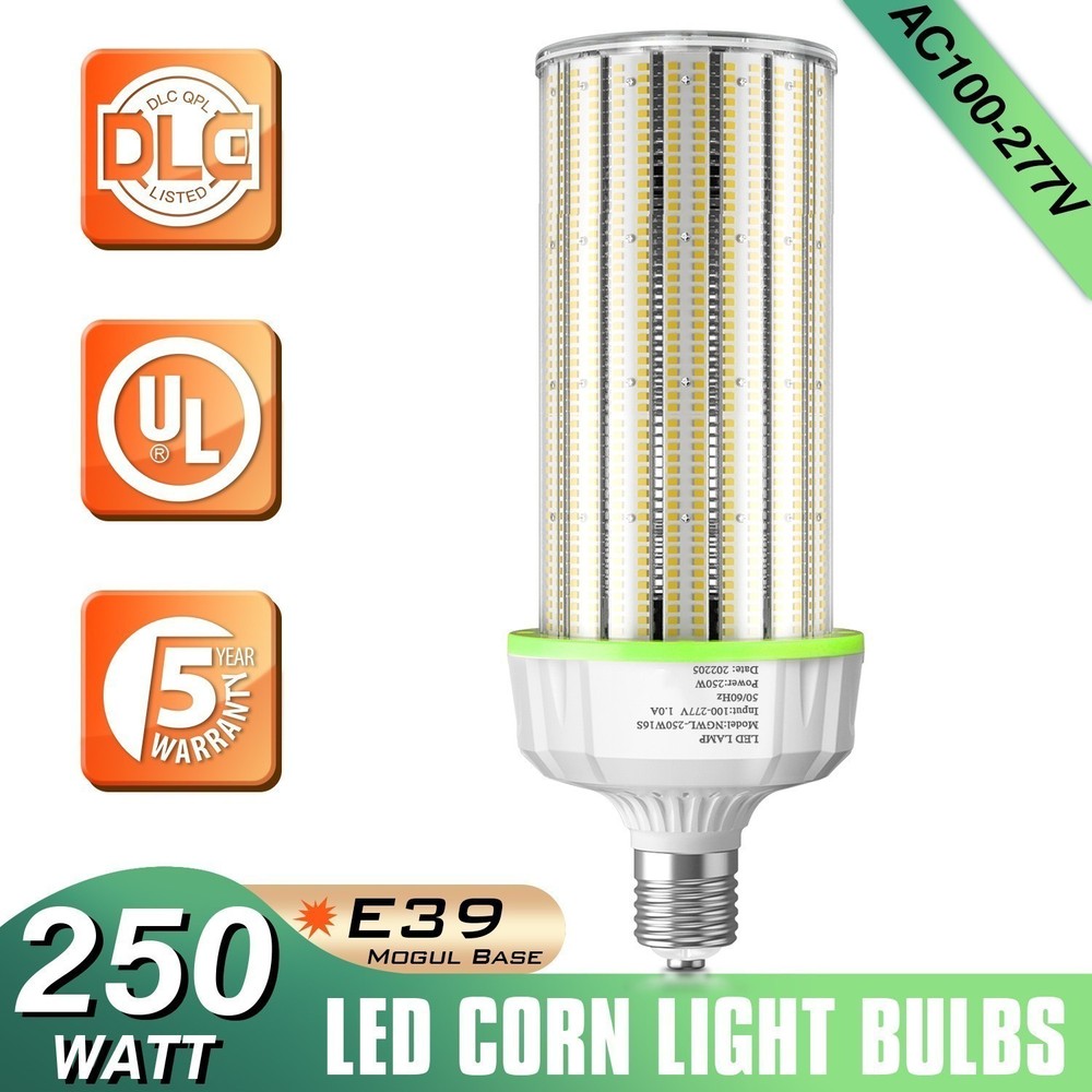 250W LED Corn Light Bulbs Industrial Warehouse Highbay Lamp E39 Mogul Base 6000K