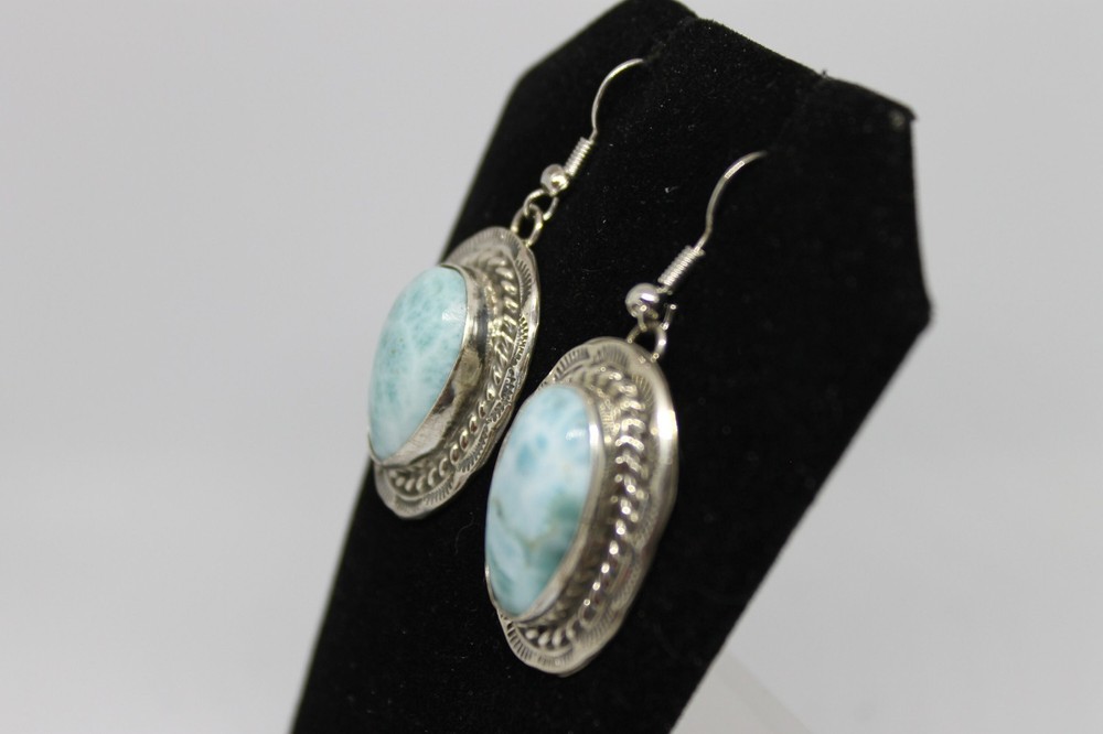 Larimar and Sterling Silver Earrings