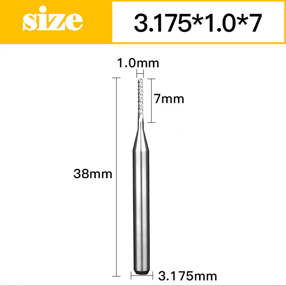 1-2mm Micro Solid Carbide PCB Engraving Bit Corn End Mill Cutter For CNC 10/20x