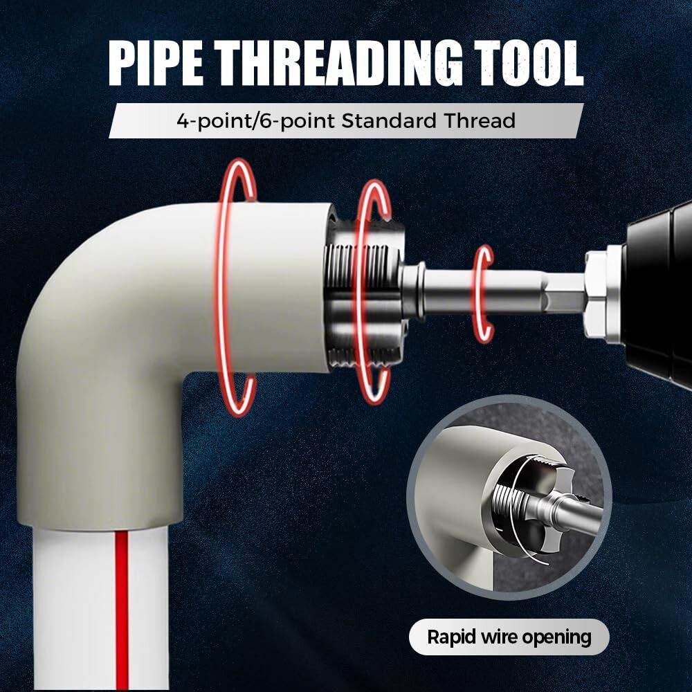Integrated Internal & External Pipe ThreadingTool, PVC Pipe Threader Kit S+L