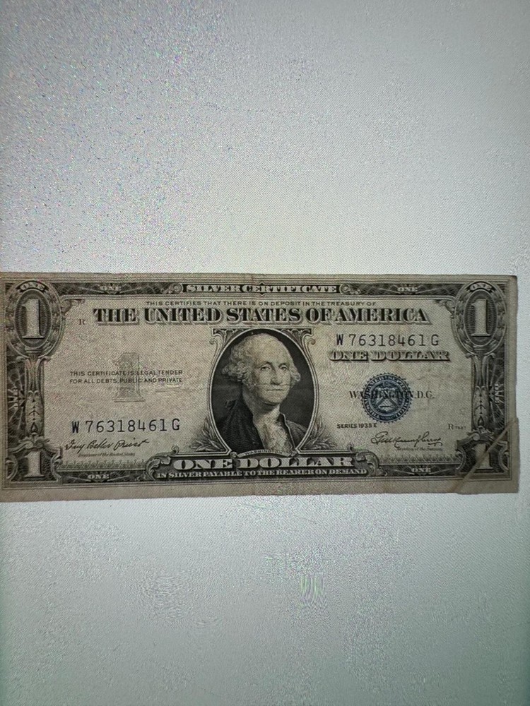 Rare Butterfly Fold Error Silver Certificate Dollar Bill 1935 E $1