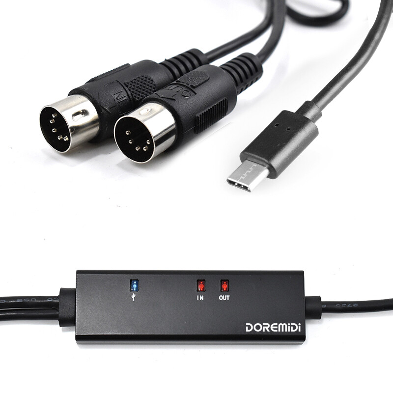 DOREMIDI USB-C Type-C to MIDI 5 Pin Interface Converter Cable