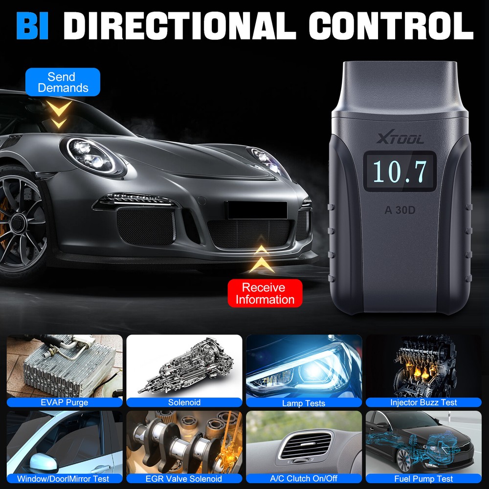 XTOOL A30D Full BiDirectional Scan Tool Car OBD2 Scanner Auto Diagnostic Reader