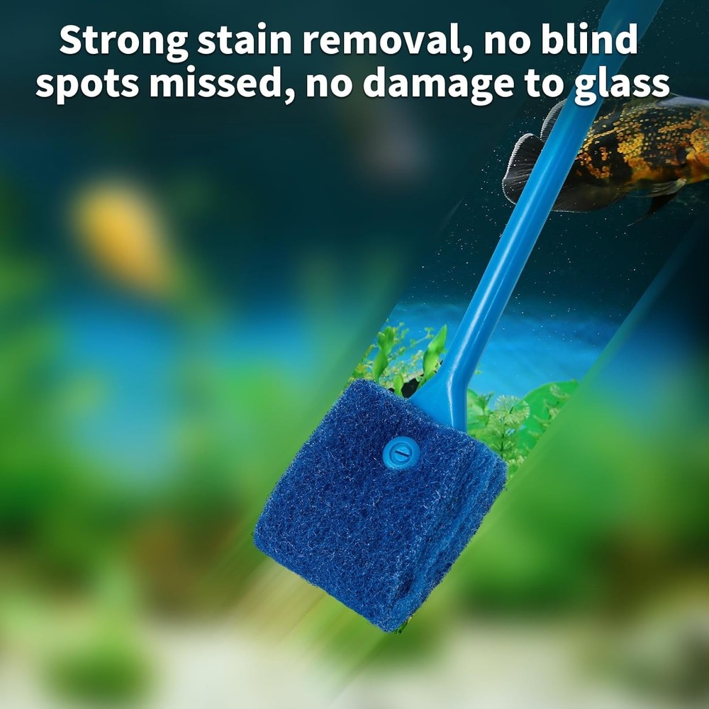 Aquarium Algae Scraper Long Handle Double Sided Sponge Brush Fish Tank