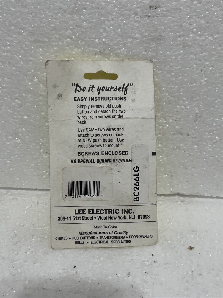 LEE ELECTRIC LIGHTED PUSH BUTTON BC266LG