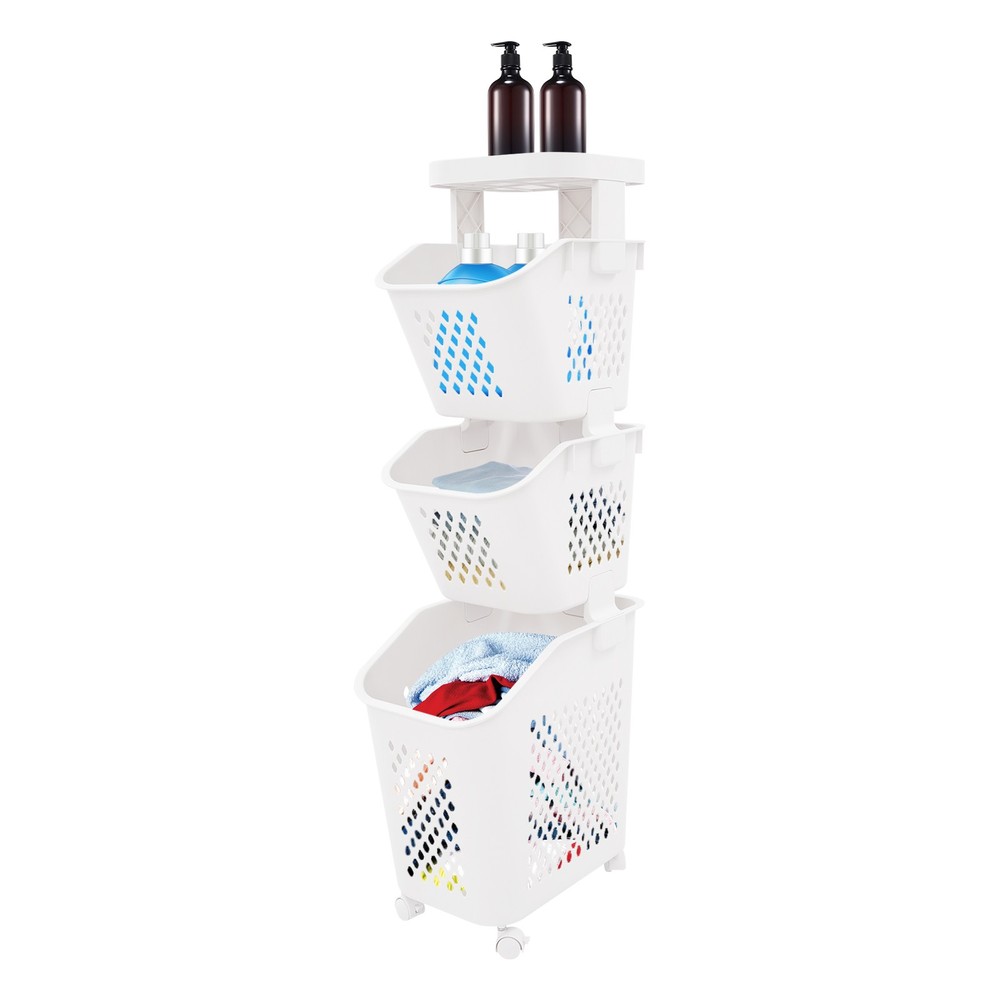 Rolling Laundry Baskets 3 Tiers Laundry Basket with Wheels Modern Laundry Hamper