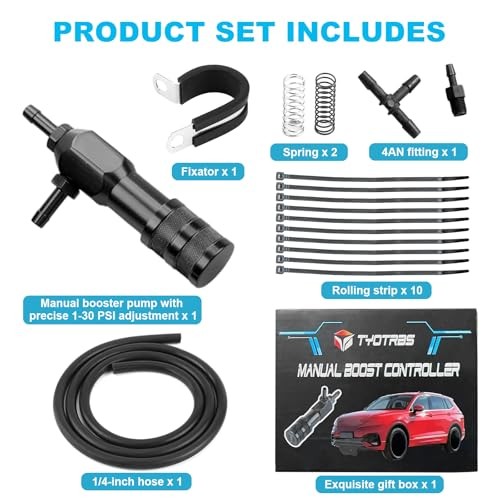 2025 Manual Boost Controller Kit, 1-30 PSI Car Turbo Boost Controller, Black