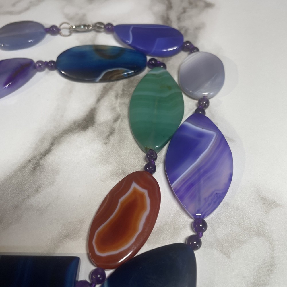 Hand Crafted Agate Beaded 34" Long Necklace Gar2-11