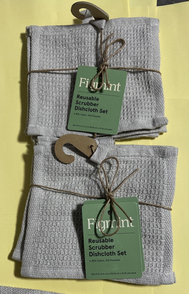 8 Pc Scrubber Dish Clothes Gray- 6”x6” By Figmint