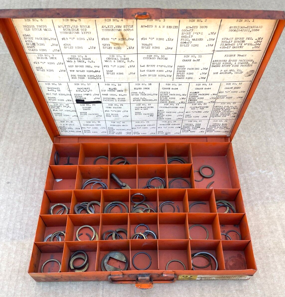 Vintage Metal Toolbox with/ 80 Assorted Washers