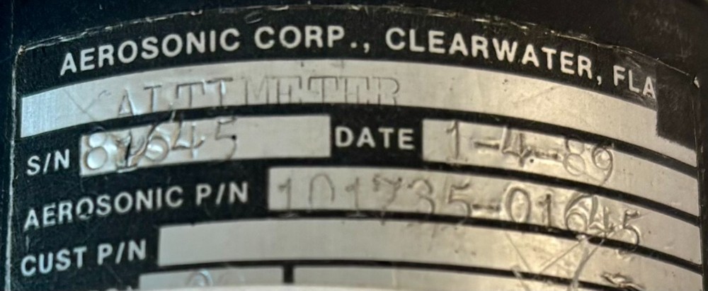 Altimeter 101735-01645 Removed Working