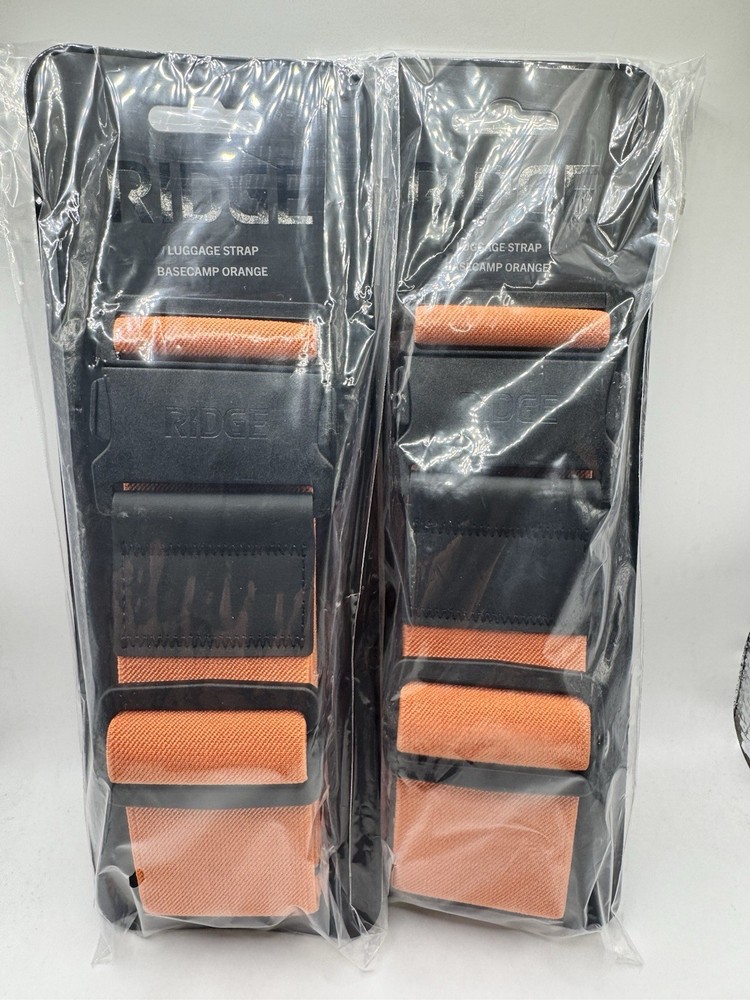 2 Pack Bundle RIDGE Luggage Straps - Color BASECAMP ORANGE. New Sealed