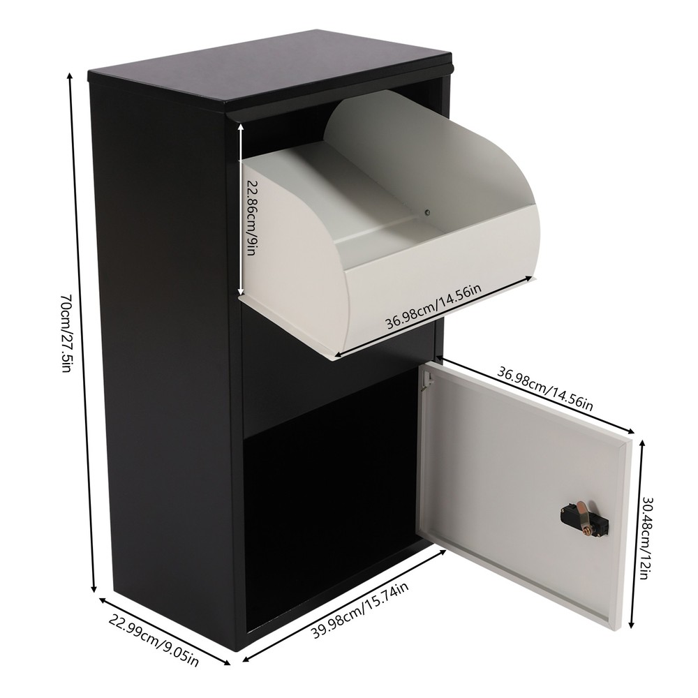 Package Delivery Box Mail Parcel Drop Mailbox Home Container Outdoor Porch+Lock