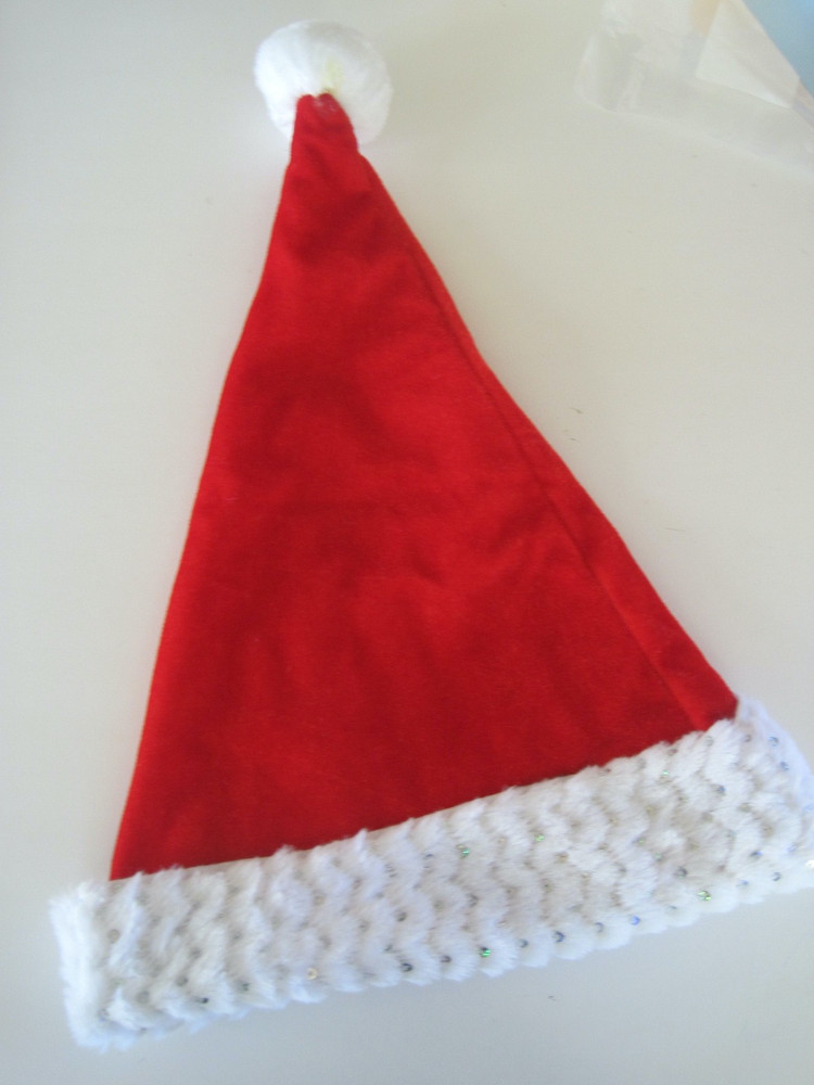 Sequin In Fur Santa Hat 17"