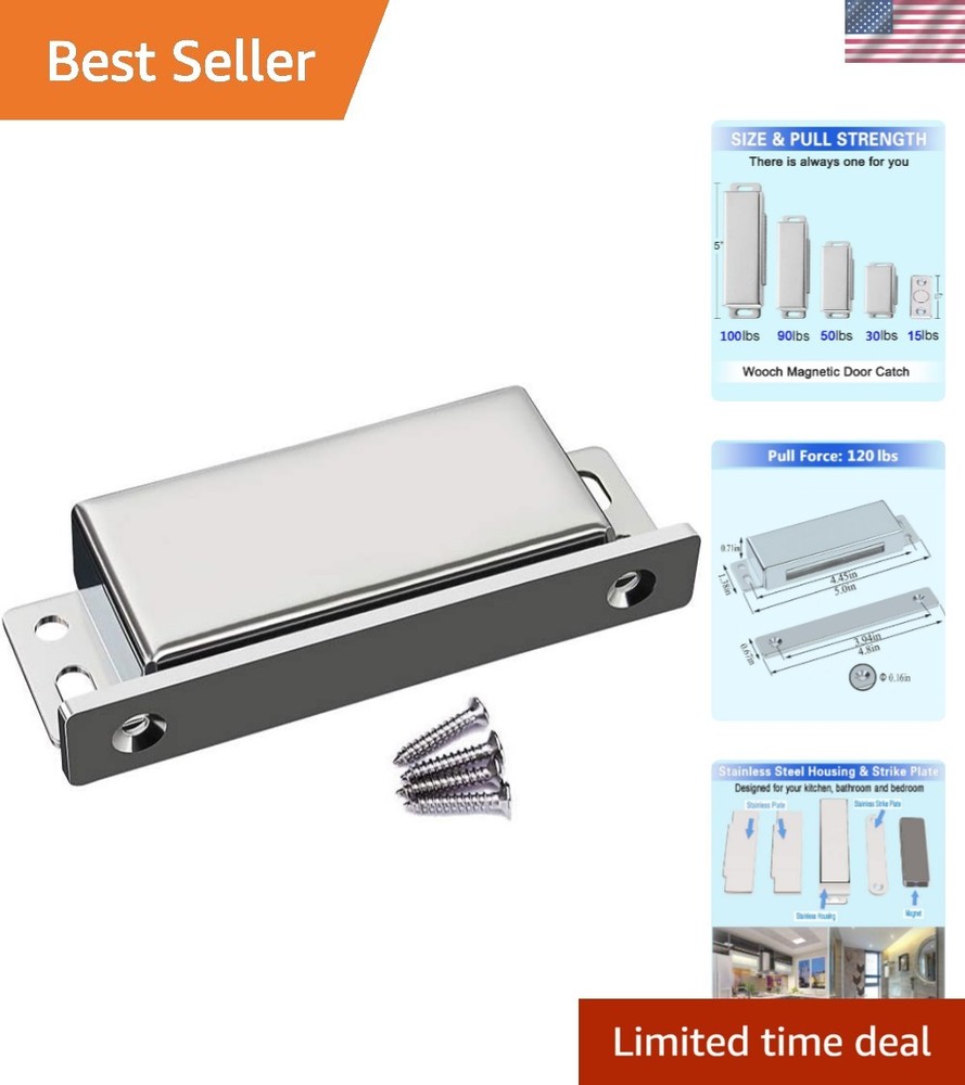 Stainless Steel Magnetic Door Catch - 160lb Pull Strength, Rustproof