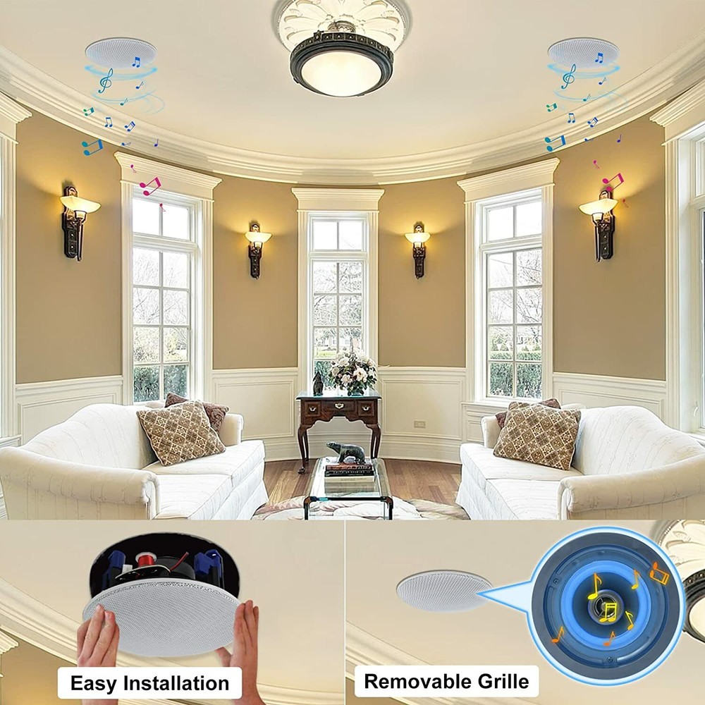Herdio 4 Pack 4” Ceiling Speakers 320Watts - Flush Mount Easy Installation