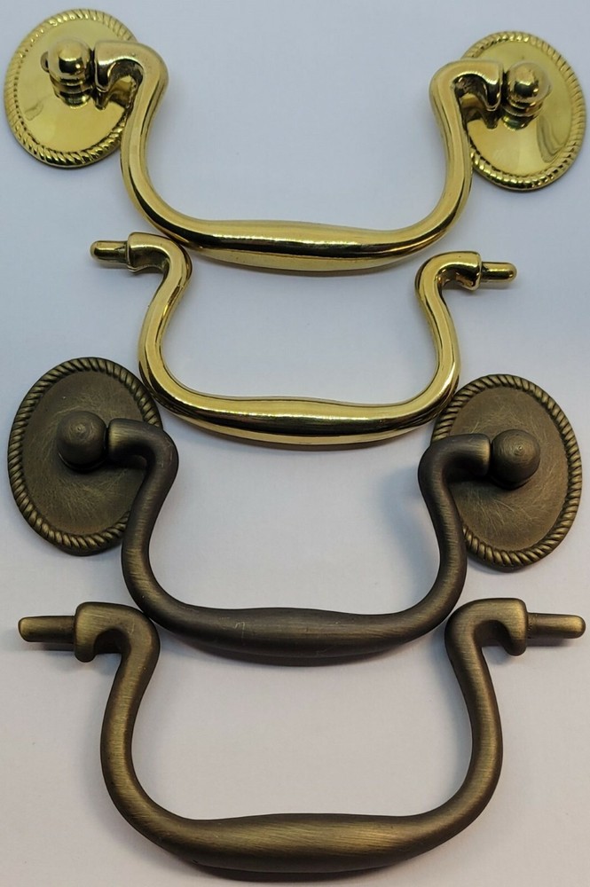 Oval Rosette Rope Pattern back plate Bail Pull handle mid century modern antique
