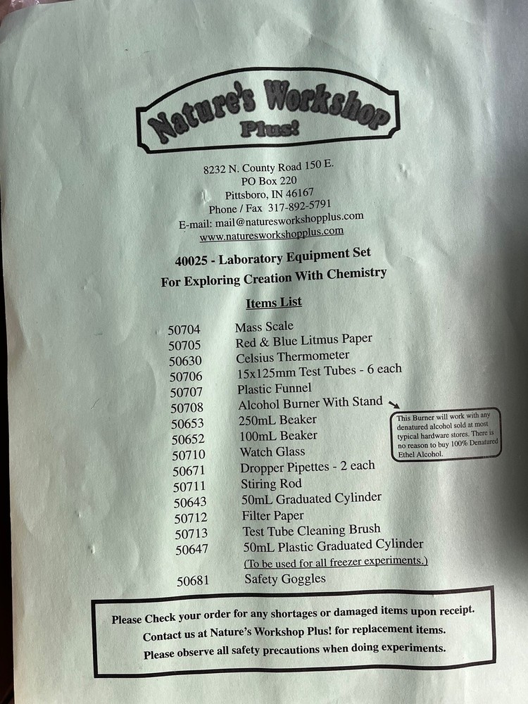 Nature's Workshop Plus Chemistry Lab Set Apologia Exploring Creation 40025