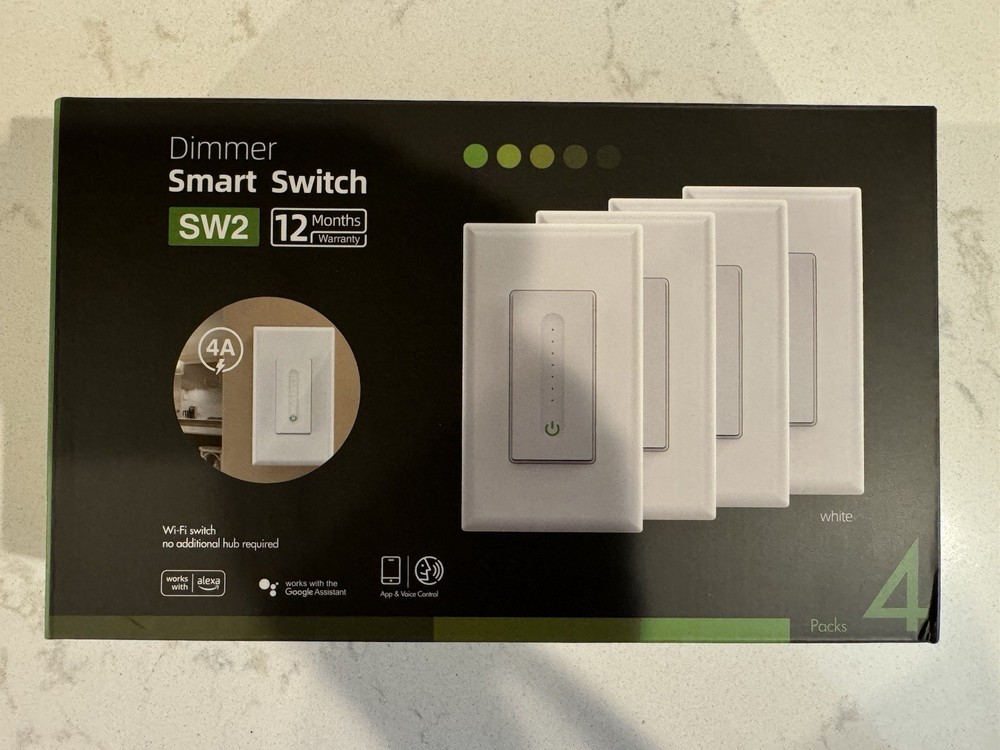 Dimmer Smart Switch SW2 4 Pack Compatible with Alexa & Google