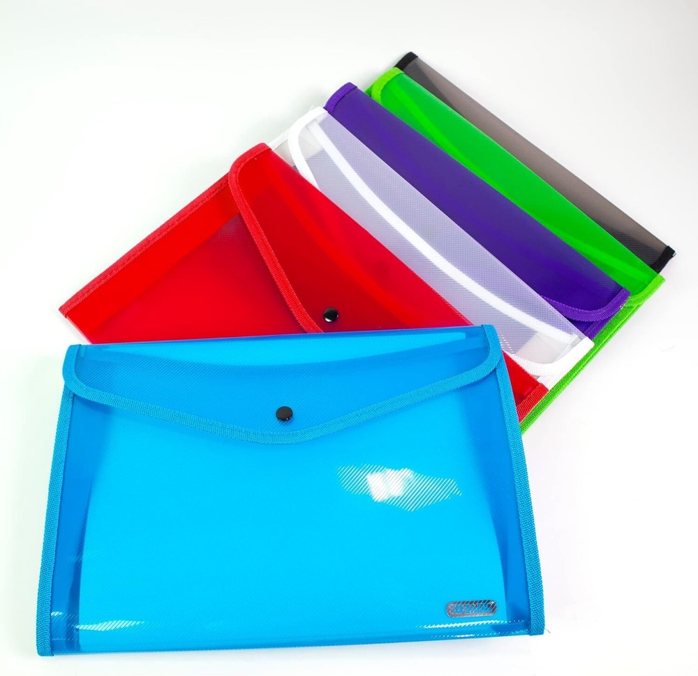 Plastic File Folder Document Holder V-Flap Letter Size - 2 Pack - Random Color