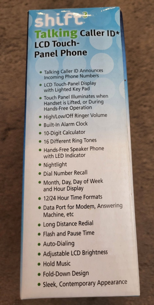 Shift 3 Talking Caller ID LCD Touch-Panel Landline Phone Silver Gray 2008 NEW