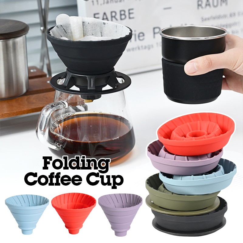 Folding Coffee Cup Reusable Coffee Filter Portable Silicone Camping Coffee Tool