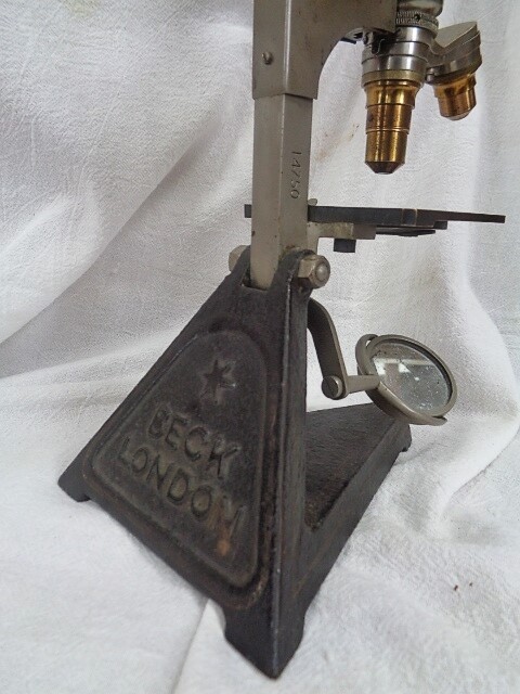 BECK STAR MICROSCOPE Nickel over Brass with Wood CASE 1900S