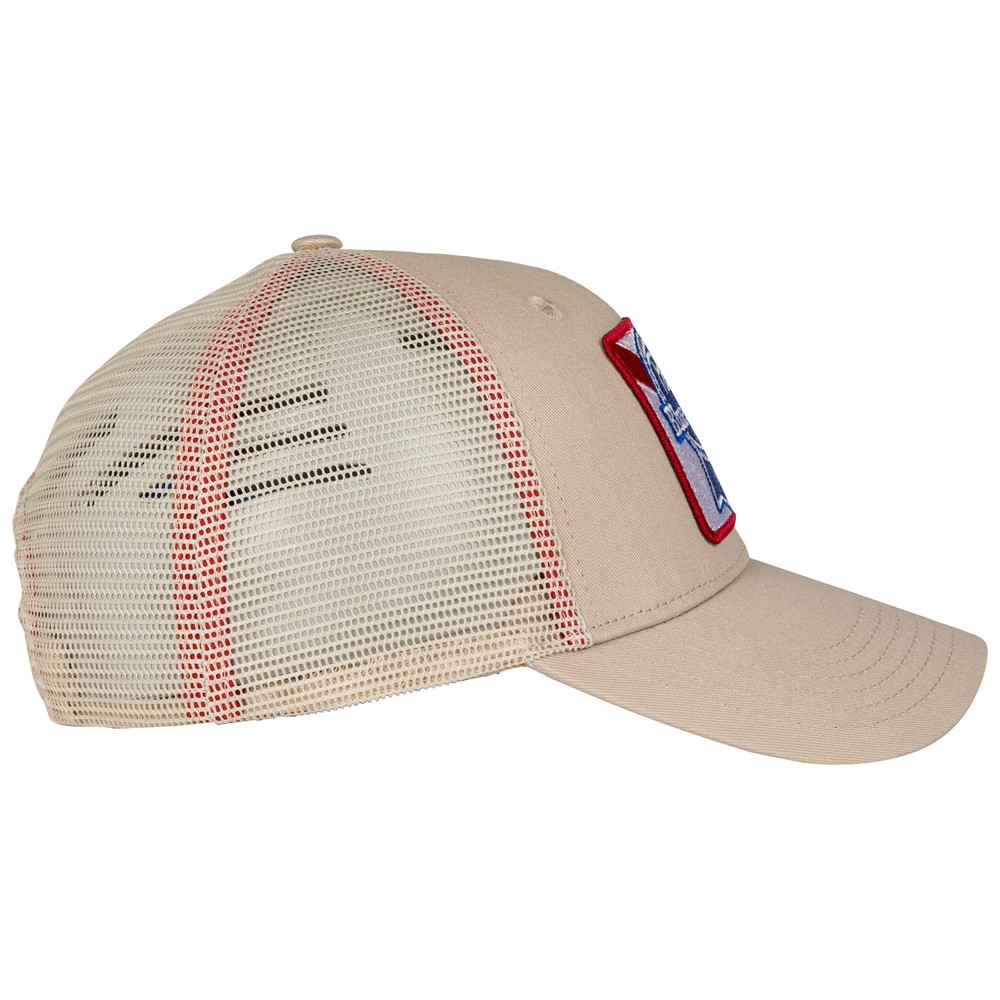 Pabst Blue Ribbon Square Logo Patch Adjustable Trucker Hat Beige