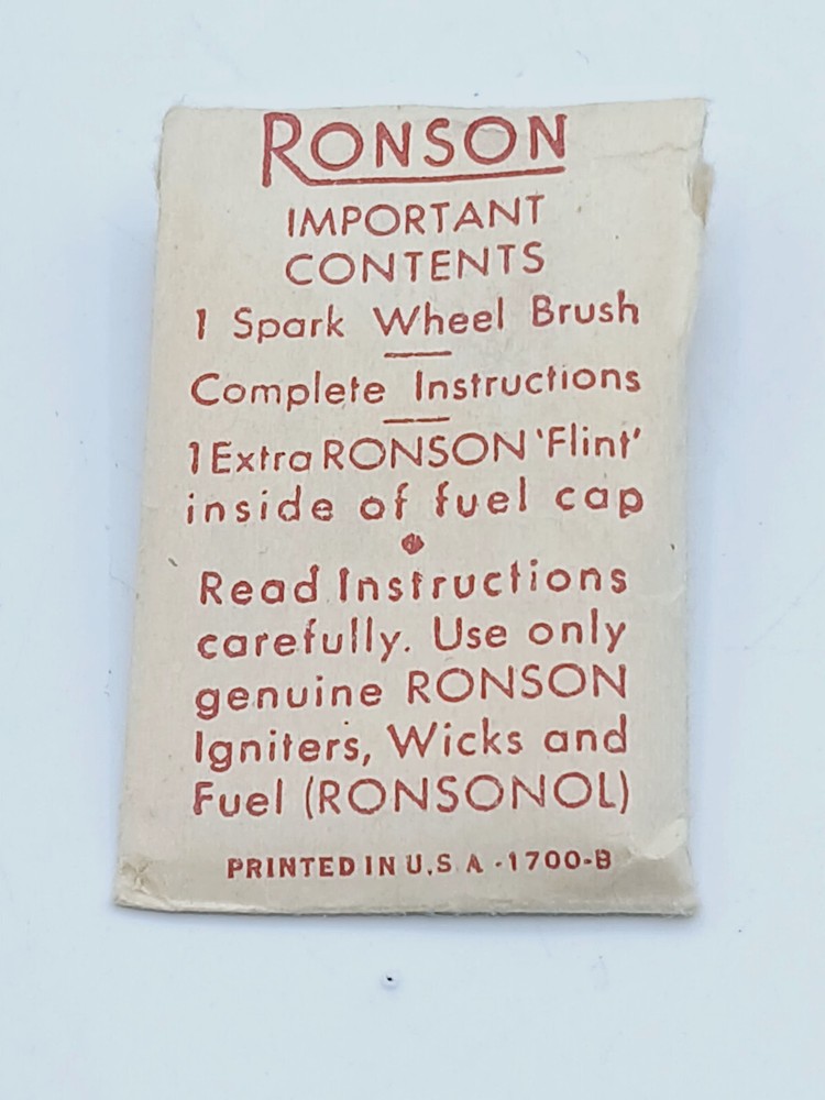 Vintage Ronson Standard Lighter Unstruck Original Box & Accessories Monogramed