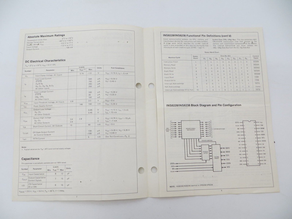 1978 National Semiconductor INS8228/IN8238 System Controller & Bus Driver