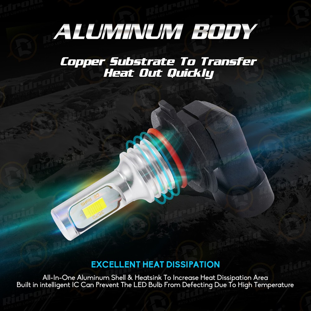 For Cadillac Escalade 2007-2014 6000K LED Headlight Hi-Lo Beam Fog Light Bulbs