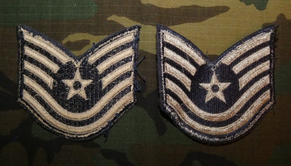 Vintage Vietnam era USAF Technical Sergeant Cut-Edge Rank Chevrons Pair
