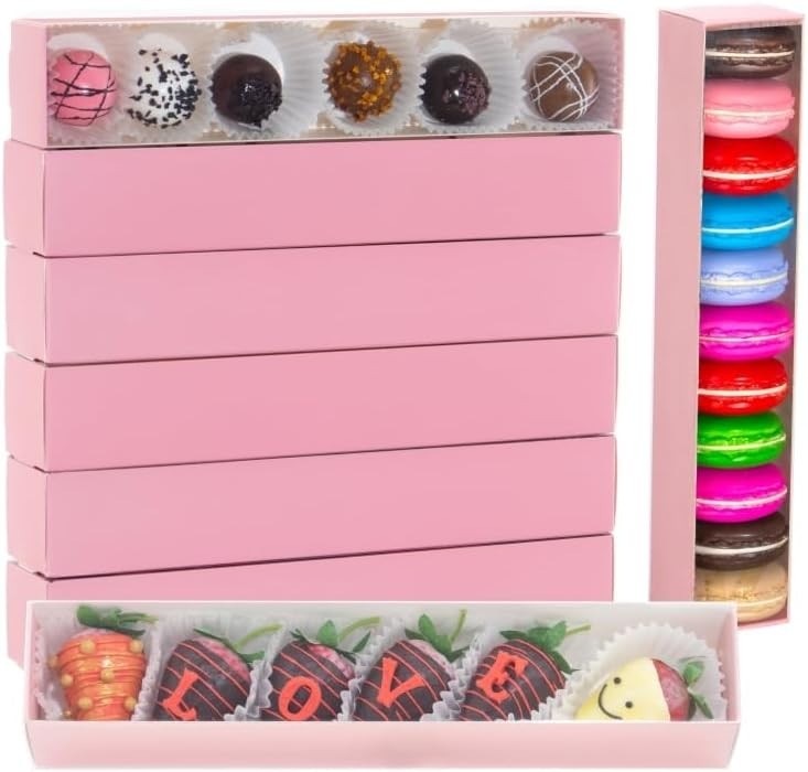 Romantic Baking 50 Pack Long Chocolate Covered Strawberry Macaron Truffle Coc...