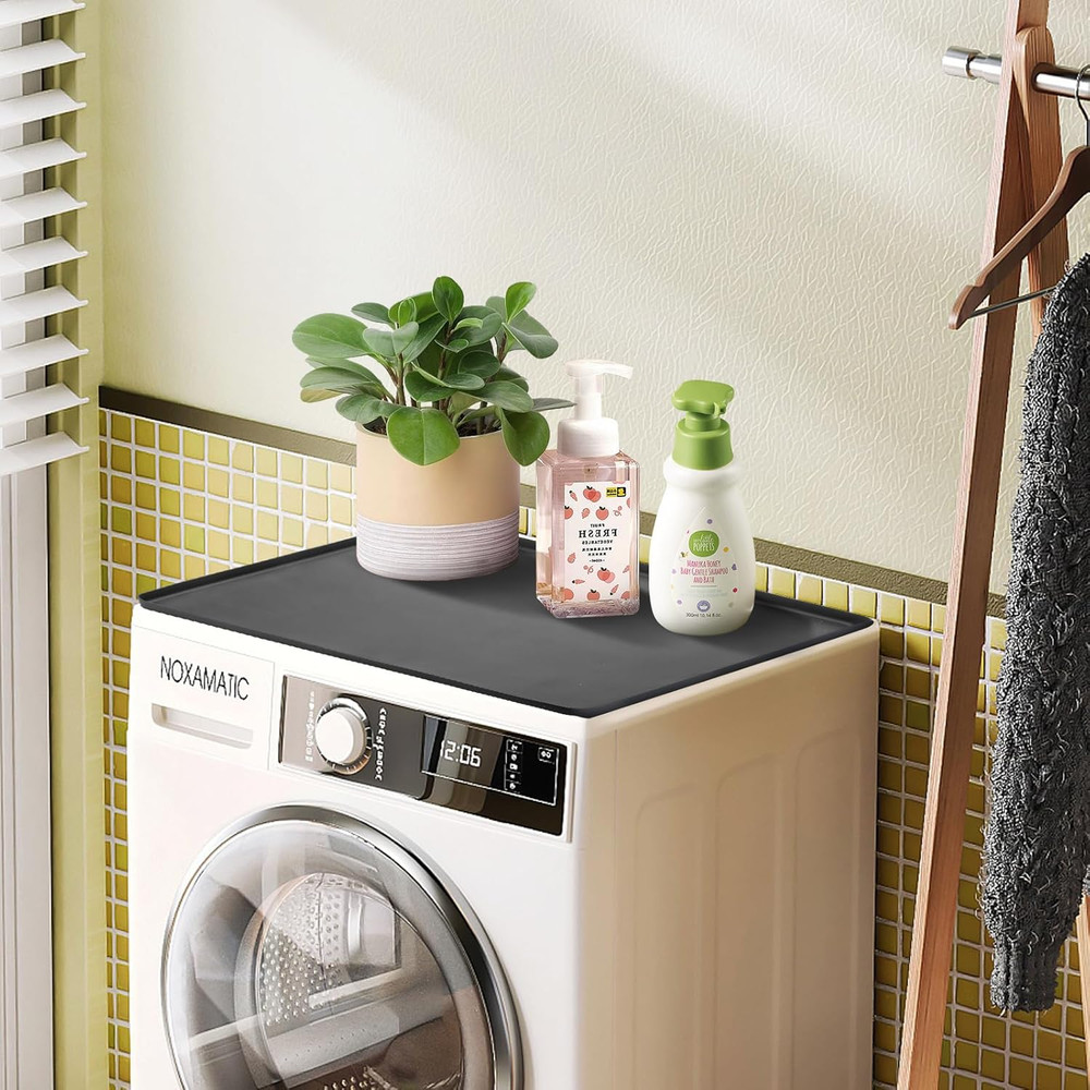 Mini Fridge Silicone Mat with Raised Edge, under Washing Machine Pad under Mini