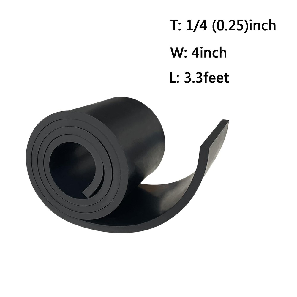 Thick Neoprene Rubber Strips 1/4 (.25)" Thick X 4" Wide X 3.3'Long, Solid Rub...