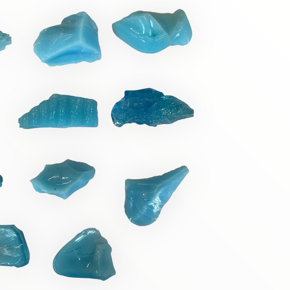 Satin Blue Slag Glass Cullet Assortment #6A2